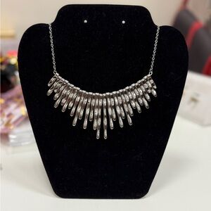 Silver Cascading Fringe Necklace